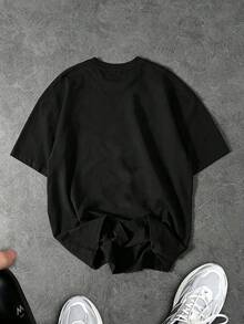 Gym Rark 男士大尺碼槓鈴印花短袖寬鬆版型運動T恤 - 黑色 - 查看 2