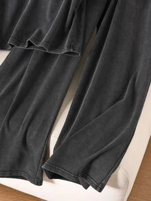 SHEIN CURVE+ 100% Cotton Plus Size Women's Crew Neck Tank Top And Long Pants Casual 2 Pieces Set - Grey - View 6