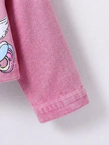 Tween Girl Unicorn Pattern Long Sleeve Single-Breasted Casual Jacket - Pink - View 4