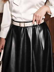 GlowEve CURVE Plus Size Elegant Slimming Skirt - Black - View 4