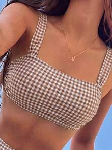 Swim Vcay Women's Summer Bikini Set, Random Print Shoulder Strap Top And High Waist Swim Bottom, 2 Pieces Beach Vacation Swimwear - Multicolor - View 3