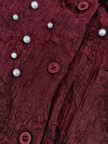 Juhart Versatile Premium Heavy Beaded Plus Size Women's Blouse - Burgundy - View 8