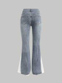 Girlism Kids Tween Girl Tween Girls' Patchwork Blue Denim Stretch Skinny Flare Pants - Blue - View 2