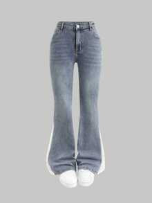 Girlism Kids Tween Girl Tween Girls' Patchwork Blue Denim Stretch Skinny Flare Pants - Blue - View 5