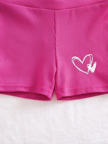 SHEIN 3pcs/Set Young Girl Heart Pattern Knit Shorts,Summer Gym Seamless High-Waisted Solid Color Leggings For Casual Daily Wear School & Party Occasions - Multicolor - View 10