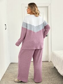 SHEIN CURVE+ طقم كاجوال يومي متعدد الاستخدامات من قطعتين للخريف/الشتاء - متعدد الألوان - مشاهدة 9