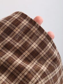 Sweetra Casual Fashion Slim-Fit Plaid Off Shoulder Mini Dress For Women - Coffee Brown - View 6