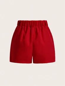 Zolique Women's Solid Color Pleated Straight-Leg Pocket Shorts - Burgundy - View 2