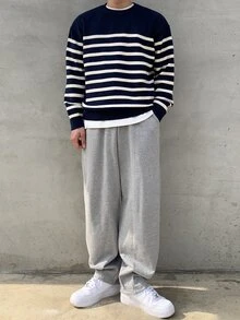 DAZY Men's Solid Color Pocket Straight Loose Casual Sweatpants - Light Grey - View 3