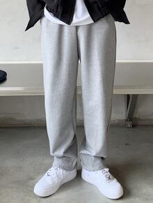DAZY Men's Solid Color Pocket Straight Loose Casual Sweatpants - Light Grey - View 7