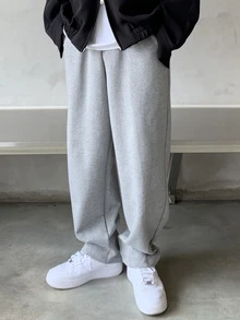 DAZY Men's Solid Color Pocket Straight Loose Casual Sweatpants - Light Grey - View 6