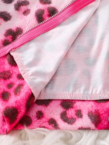 SHEIN 女童豹紋連帽衛衣與喇叭褲套裝 - 粉色 - 查看 7