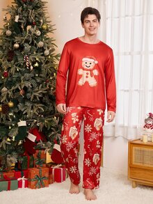CoupledUp Men's Snowflake Pattern Casual Everyday Long Pants - Multicolor - View 2