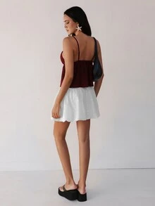 Pariaura Halloween Summer Casual Versatile Solid Color Camisole - Burgundy - View 6