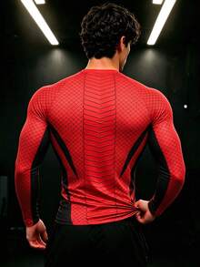 GymBeat Men's Spider Pattern Printed Long Sleeve Sports T-Shirt - Multicolor - View 2