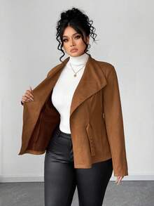 Elenzga Halloween Plus Size Jackets Winter Fall Autumn - Brown - View 8