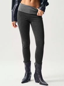 Bohemela Casual Solid Color Knitted Slim Fit Women's Long Pants - Black - View 7
