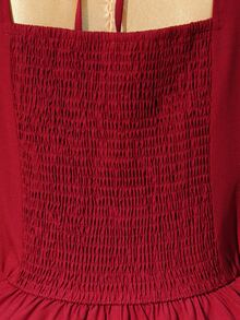 Rometta Plus Size Vintage Celestial Romantic Elegant Square Neck Short Sleeve Summer Dress Dinner Formal Parties Women's Red - Burgundy - View 11