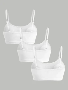 SHEIN Girlism 青少年女孩內衣與胸罩 3件/組 新款極簡休閒加墊親膚舒適內衣學生胸罩套裝，適合四季，開學季適用 - 白色 - 查看 7