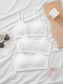 SHEIN Girlism 青少年女孩內衣與胸罩 3件/組 新款極簡休閒加墊親膚舒適內衣學生胸罩套裝，適合四季，開學季適用 - 白色 - 查看 6