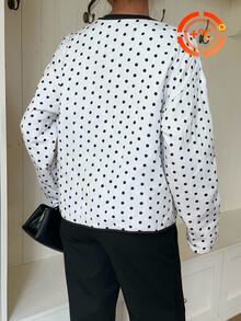 Siren Gaze Women's New Autumn/Winter Polka Dot Quilted Padded Coat Everyday Day Party Black And White Polka Dot French Elegant - White - View 2