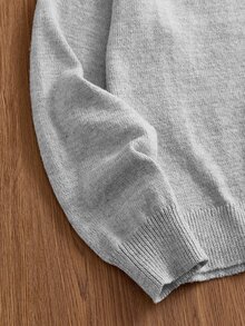 SWAVVY 時尚男士字母刺繡圓領長袖休閒毛衣 - 淺灰色 - 查看 5