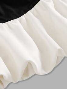 Pitira Kids Tween Girl Tween Girl Tween Girls Elegant Party Black & White Colorblock One Shoulder Puff Hem Mini Dress - Black and White - View 5