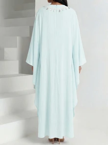 Veilorie Women's Baby Blue Loose Flowy Dress, Casual Elegant Modest Resort Style, Spring/Autumn Dining Garden Party - Mint Green - View 4