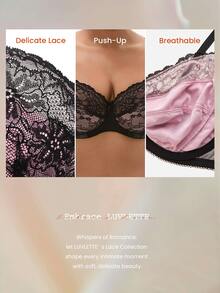 LUVLETTE Plus Woman Full Coverage Lingerie Curve Support & Breathable Underwire Sexy Unlined Minimizer Lace Elegance Bra Black Bridal Intimates - Black - View 10