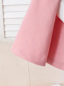SHEIN Elladie kids 女孩粉色披肩領斗篷大衣，附蝴蝶結，可愛少女風秋冬套裝，適合節慶派對與日常場合 - 粉色 - 查看 6