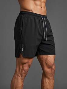 Coreblaze Men's Casual Drawstring Waist Pocket Sports Shorts - Black - View 1