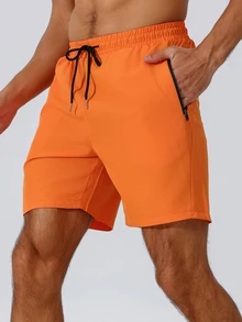 Coreblaze Men Drawstring Simple, Versatile, Daily, Casual, Sports Shorts Gym Shorts Short Men Shorts Men Basketball Shorts Hand Sanitizer School, Lightweight - Orange - View 6