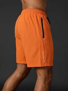 Coreblaze Men Drawstring Simple, Versatile, Daily, Casual, Sports Shorts Gym Shorts Short Men Shorts Men Basketball Shorts Hand Sanitizer School, Lightweight - Orange - View 1