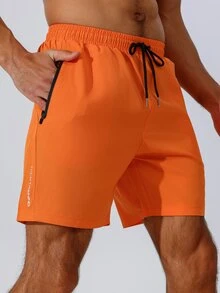 Coreblaze Men Drawstring Simple, Versatile, Daily, Casual, Sports Shorts Gym Shorts Short Men Shorts Men Basketball Shorts Hand Sanitizer School, Lightweight - Orange - View 5