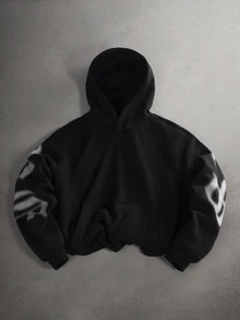 STYNVO Men's Letter Print Long Sleeve Pocket Design Hoodie - Black - View 2