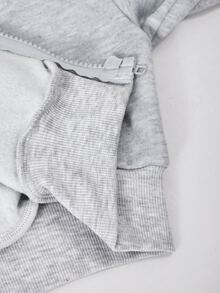 SHEIN Sparklyn 青少年女孩長袖抓絨秋季衣物 寬鬆針織連帽衛衣 短版拉鍊夾克 度假風 六年級 灰色 白色 藍色 Y2K - 灰色 - 查看 8