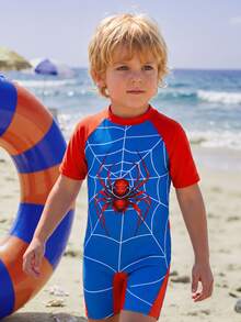 Fantacosmos Young Boy Long Sleeve One-Piece Swimsuit, Summer Rash Guard For Boys Swimming Suits For Kids Bodysuits Beach Swim Wear Halloween Blue - Blue - View 4
