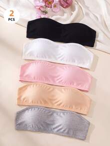 Teen Girl Strapless Bandeau Bra 2pcs/Set Autumn Winter - Multicolor - View 2