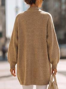 SHEIN New Fall Winter Luxury Slouchy Open Front Knit Cardigan Women Batwing Sleeve Midi Length Soft Cozy - Ginger - View 2