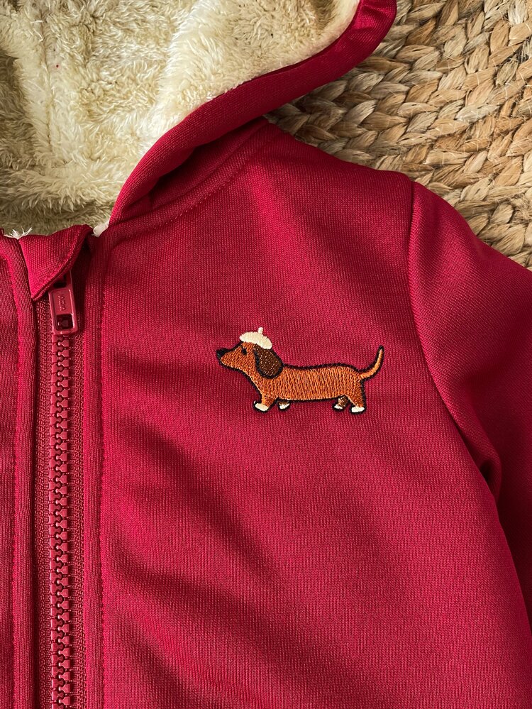 SHEIN 2pcs Baby Boy Casual Patchwork Solid Color Long Sleeve Comfortable Thermal Lined Zip-Up Jacket And Pants Set, Suitable For Daily Casual Outdoor Wear, Autumn/Winter - Burgundy - View 9
