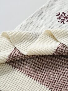 Manfinity Homme Men's Deer Pattern Snowflake Crew Neck Long Sleeve Casual Sweater - White - View 6