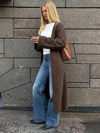 Siren Gaze Women's Long Cardigan Sweater, Comfortable, Suitable For Casual Daily Wear, Home And Outings, Autumn