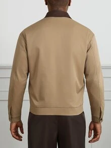 HUEFORM 男士拼色拉鍊休閒百搭日常旅行長袖夾克 - 卡其色 - 查看 4