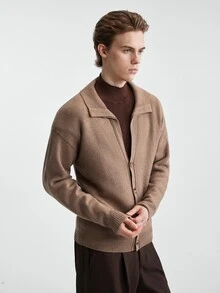 Manfinity Hypemode Men's Vintage Casual Button Long Sleeve Knit Cardigan - Brown - View 5