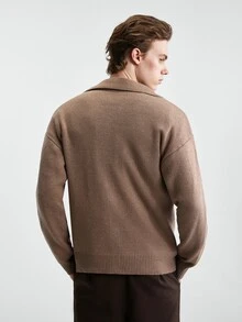 Manfinity Hypemode Men's Vintage Casual Button Long Sleeve Knit Cardigan - Brown - View 4