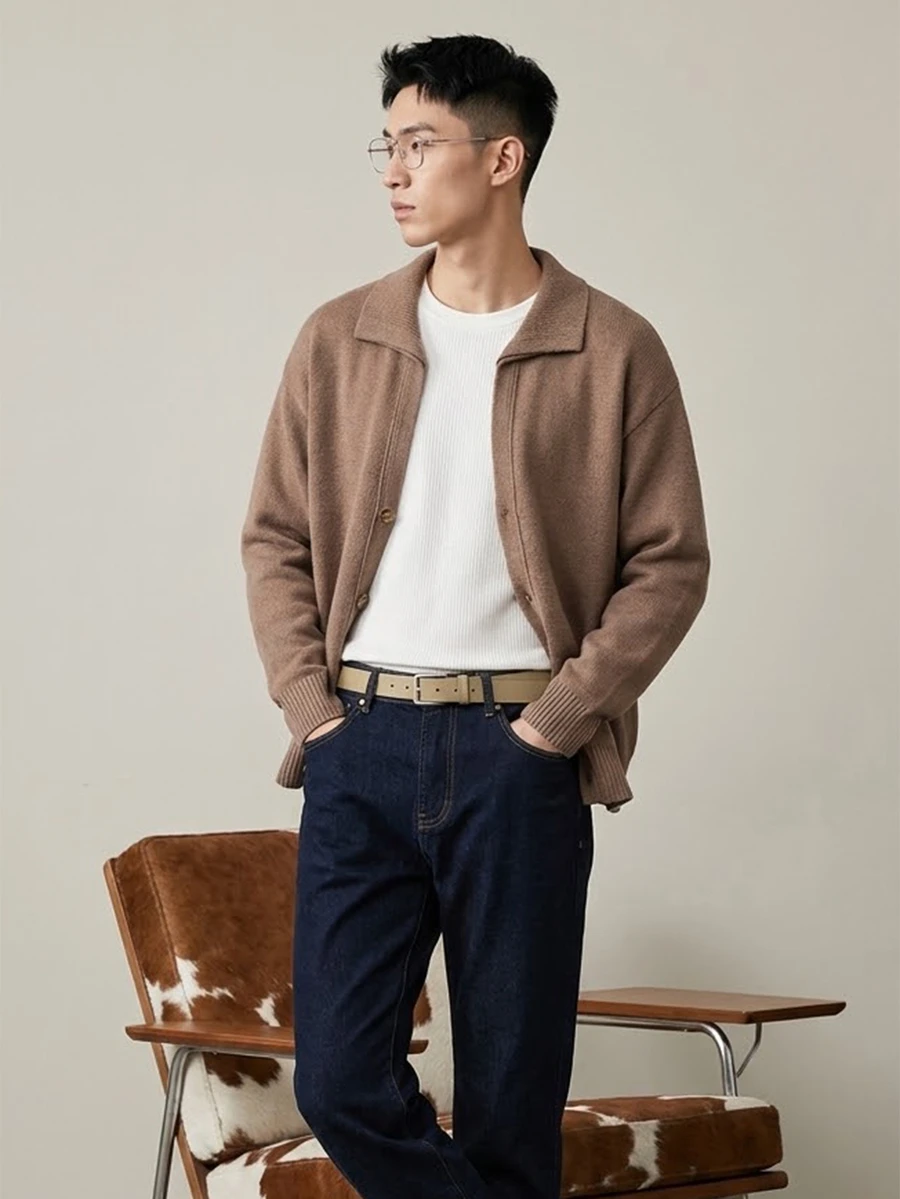 Manfinity Hypemode Men's Vintage Casual Button Long Sleeve Knit Cardigan - Brown - View 1