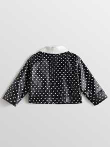 Maija Kids Maija Kids 女童可愛秋冬百搭拼色黑色波點圖案長袖夾克 - 黑色 - 查看 4