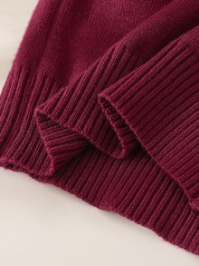 SHEIN 女嬰甜美重裝飾 3D 蝴蝶結荷葉邊針織開襟衫＋裙子 2 件套，寬鬆百搭優雅柔軟可愛長袖毛衣套裝，適合日常穿著、旅行出遊，秋冬款 - 酒紅色 - 查看 6