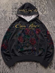 Attitoon Sweatshirt Kasual Lengan Panjang Wanita dengan Motif Huruf dan Bunga - MultiWarna - View 1
