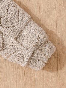 Elladie kids Girls' Fuzzy Jacket With 3D Heart Textured Pattern, Soft And Cute, Adds Sweet Girlish Charm, Plush Material, Soft Touch, Comfortable To Wear, Warm, Suitable For Autumn/Winter, Comes With Matching Color Crossbody Bag, Small And Cute Design, Practical And Fashionable - Khaki - View 10